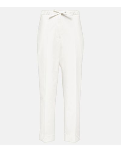 Jil Sander Pantalon droit raccourci en coton - Blanc