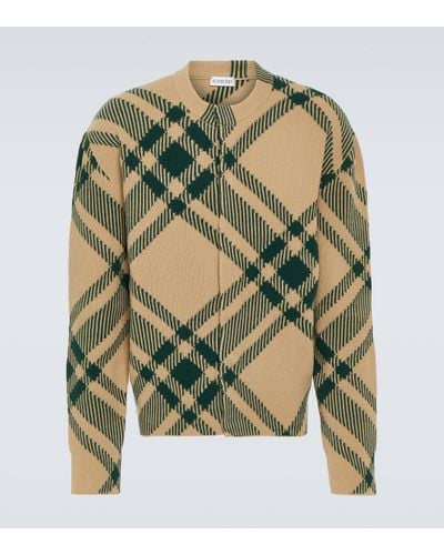 Burberry Check Wool-blend Cardigan - Green