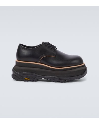Sacai Leather Platform Derby Shoes - Black