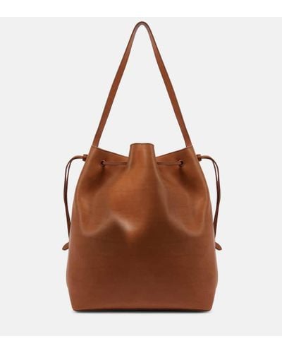 The Row Belvedere Leather Bucket Bag - Brown