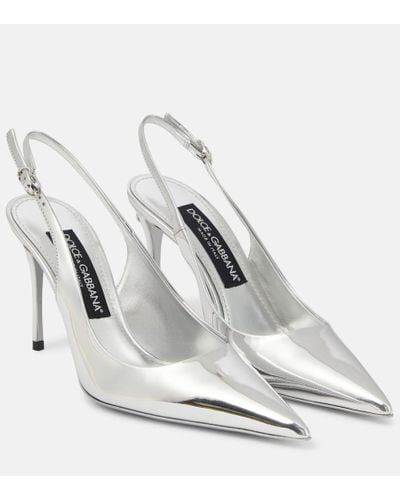 Dolce & Gabbana Salones destalonados Lollo de piel metalizada - Blanco