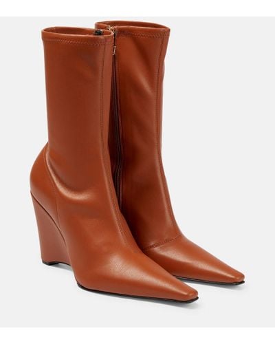 JW Anderson Wedge Faux Leather Ankle Boots - Brown