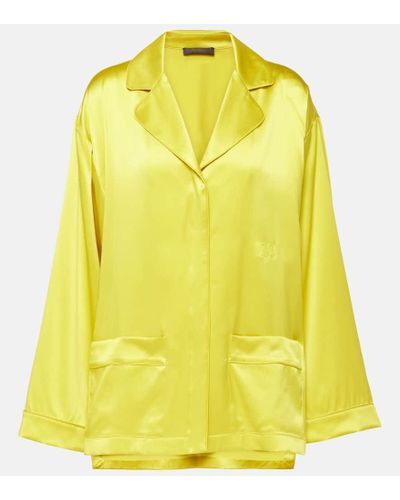 Max Mara Elegante Vasaio Silk Pajama Shirt - Yellow