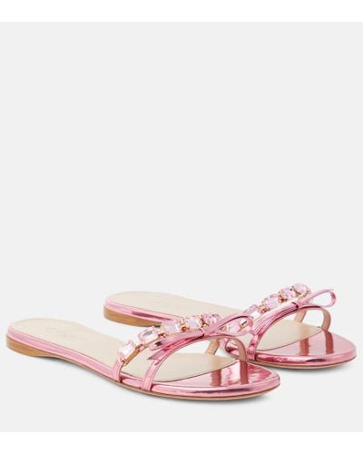 Giambattista Valli Verzierte Sandalen aus Metallic-Leder - Pink
