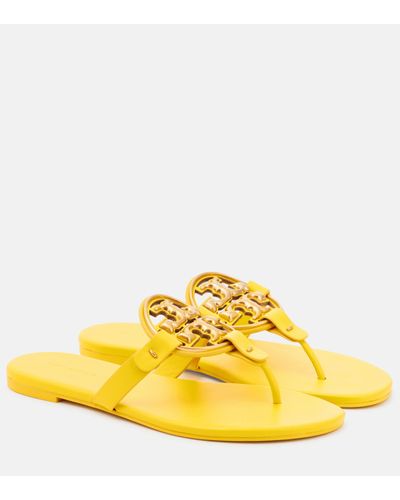 Tory Burch Metal Miller Leather Sandals - Yellow