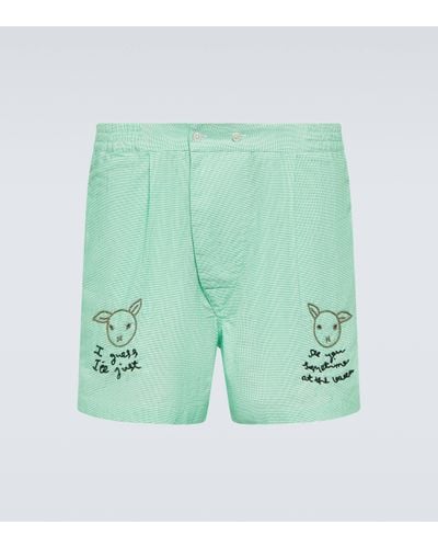Bode See You At The Barn Cotton Shorts - Green