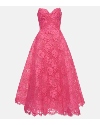 Monique Lhuillier Floral Cotton-blend Lace Maxi Dress - Pink