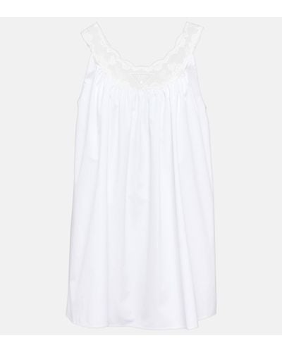 Prada Embroidered Cotton Poplin Minidress - White