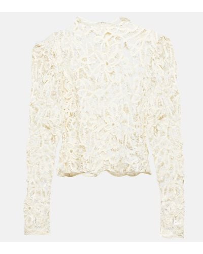 Isabel Marant Neline Floral Embroidered Cotton Top - White