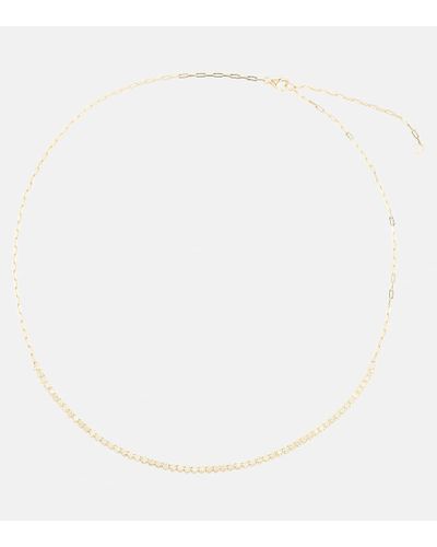STONE AND STRAND Halskette Drop Shot aus 10kt Gelbgold mit Diamanten - Weiß