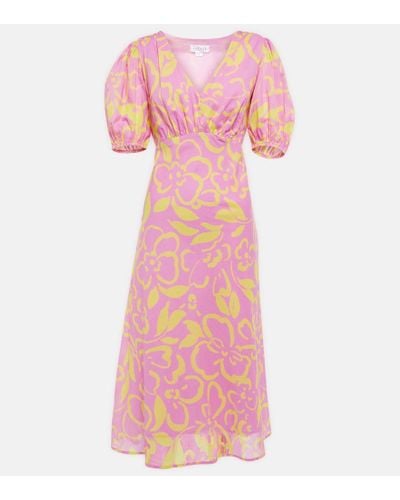 Velvet Charlotte Floral Cotton Midi Dress - Pink