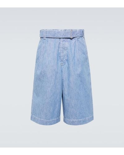 KENZO Shorts cargo denim plisados oversized - Azul