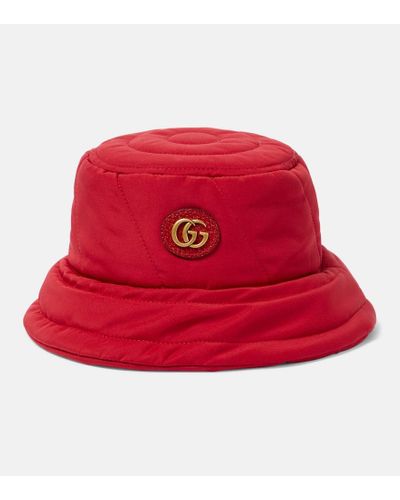 Gucci Cappello da pescatore trapuntato GG - Rosso