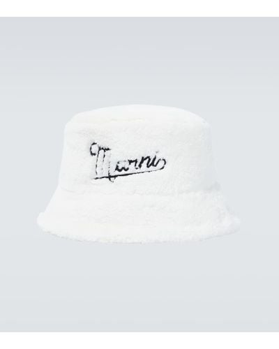 Marni Bestickter Hut aus Faux Fur - Weiß