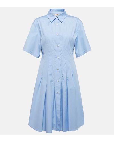 Marni Vestido camisero de popelin de algodon - Azul
