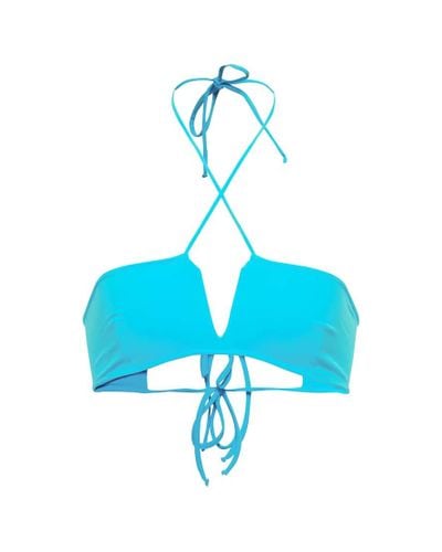 Nensi Dojaka Top bikini con scollo all'americana - Blu