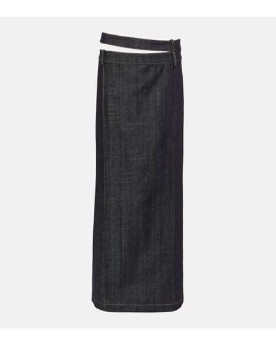 The Mannei Ararat Denim Maxi Skirt - Black