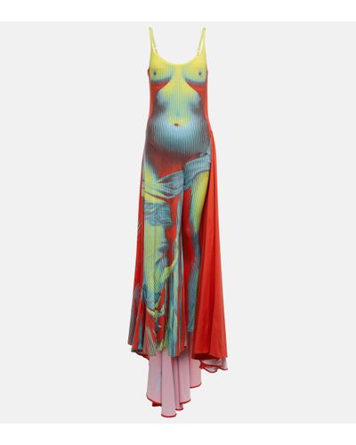 Y. Project X Jean Paul Gaultier – Robe longue Body Morph - Rouge