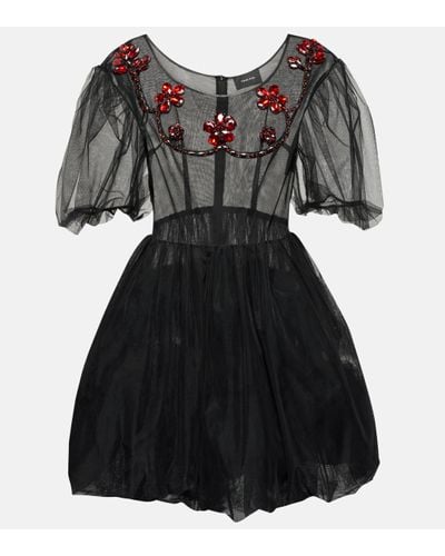 Simone Rocha Embellished Tulle Minidress - Black