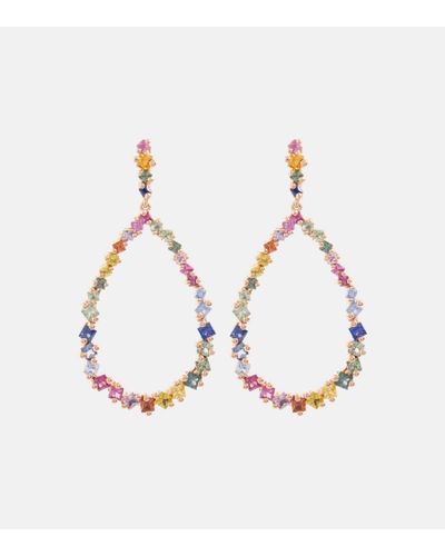 Suzanne Kalan 18kt Rose Gold Drop Earrings With Sapphires - Metallic