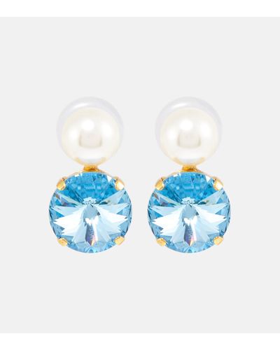 Jennifer Behr Demi Crystal And Faux Pearl Earrings - Blue