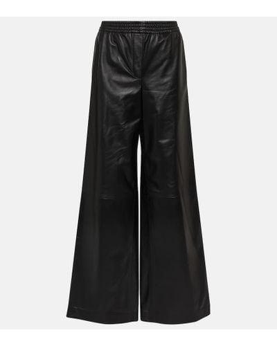 JOSEPH Ashbridge Leather Wide-leg Pants - Black