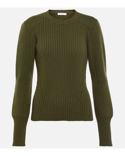 Chloé Ribbed-knit Wool Jumper - Green