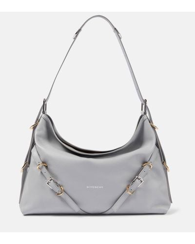 Givenchy Voyou Medium Leather Shoulder Bag - Grey