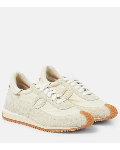 Loewe Flow Runner Monogram Leather And Shell Trainers - Natural