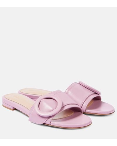 Gianvito Rossi Leather Slides - Pink