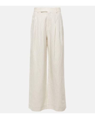 FRAME Mid-rise Cotton And Linen Wide-leg Pants - White