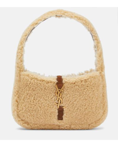 Saint Laurent Sac Le 5 a 7 Mini en shearling - Neutre