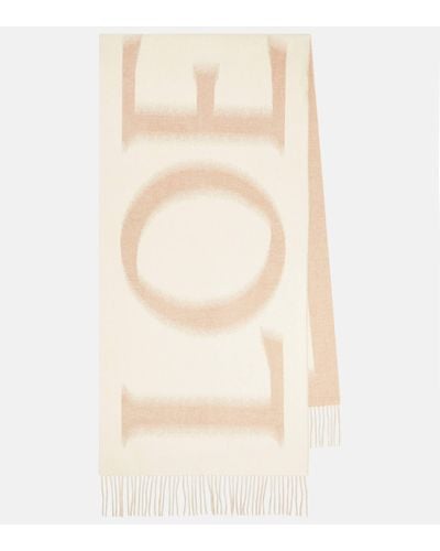 Loewe Logo Wool And Cashmere Scarf - Natural