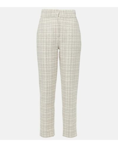 Elie Saab Pantaloni in tweed di misto seta con paillettes - Bianco