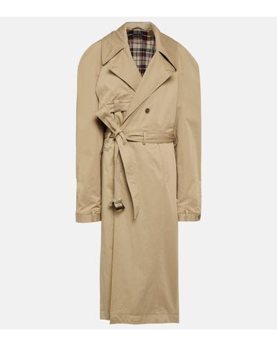 Balenciaga Cotton Gabardine Trench Coat - Natural