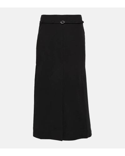 Ganni Cotton Midi Skirt - Black