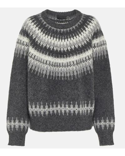 Nili Lotan Genevive Fair Isle Wool-blend Sweater - Gray