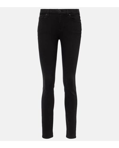 7 For All Mankind Mid-Rise Jeans The Skinny B(air) - Schwarz