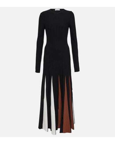 Gabriela Hearst Vestido largo de lana virgen plisado - Negro