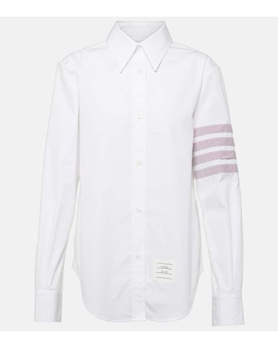 Thom Browne Camisa 4-Bar de popelin de algodon - Blanco