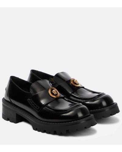 Versace Mocassins Medusa en cuir a plateforme - Noir