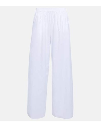 The Row Pantaloni Goyan in cotone a vita alta - Bianco