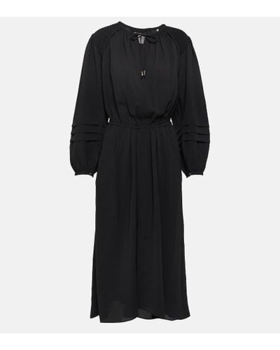 Isabel Marant Lydie Ruched Crepe Midi Dress - Black