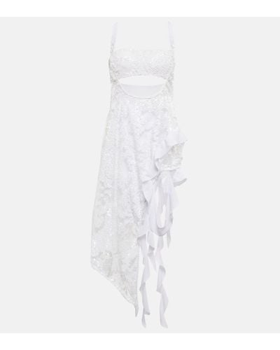 The Attico Sequin-embellished Cutout Midi Dress - White