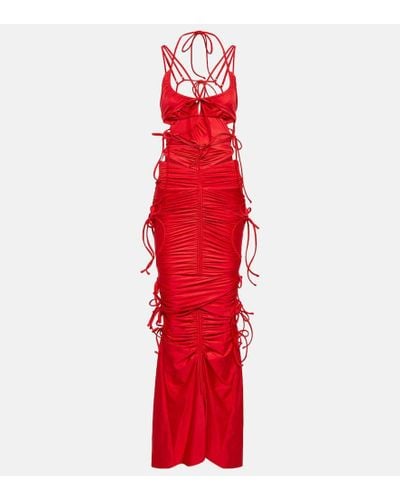 Balenciaga Patched Bikini Cutout Maxi Dress - Red