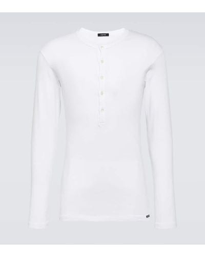 Tom Ford Top Henley in jersey di cotone - Bianco