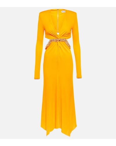 Rebecca Vallance Phoenix Cutout Jersey Midi Dress - Yellow