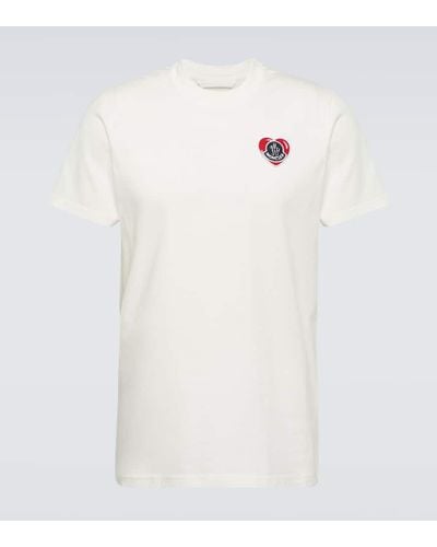 Moncler T-shirt in jersey di cotone con logo - Bianco