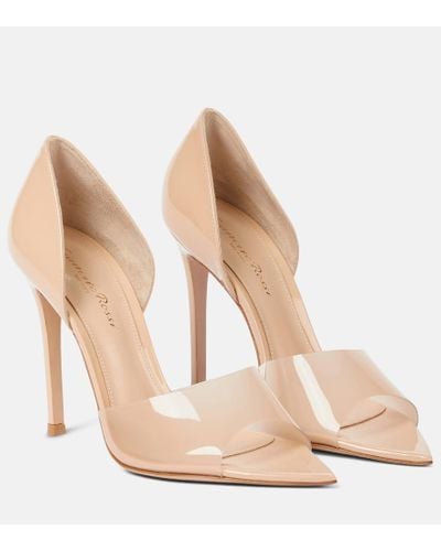 Gianvito Rossi Bree Leather And Pvc Peep-toe Pumps - Natural
