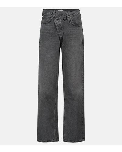 Agolde Criss Cross High-rise Straight Jeans - Gray